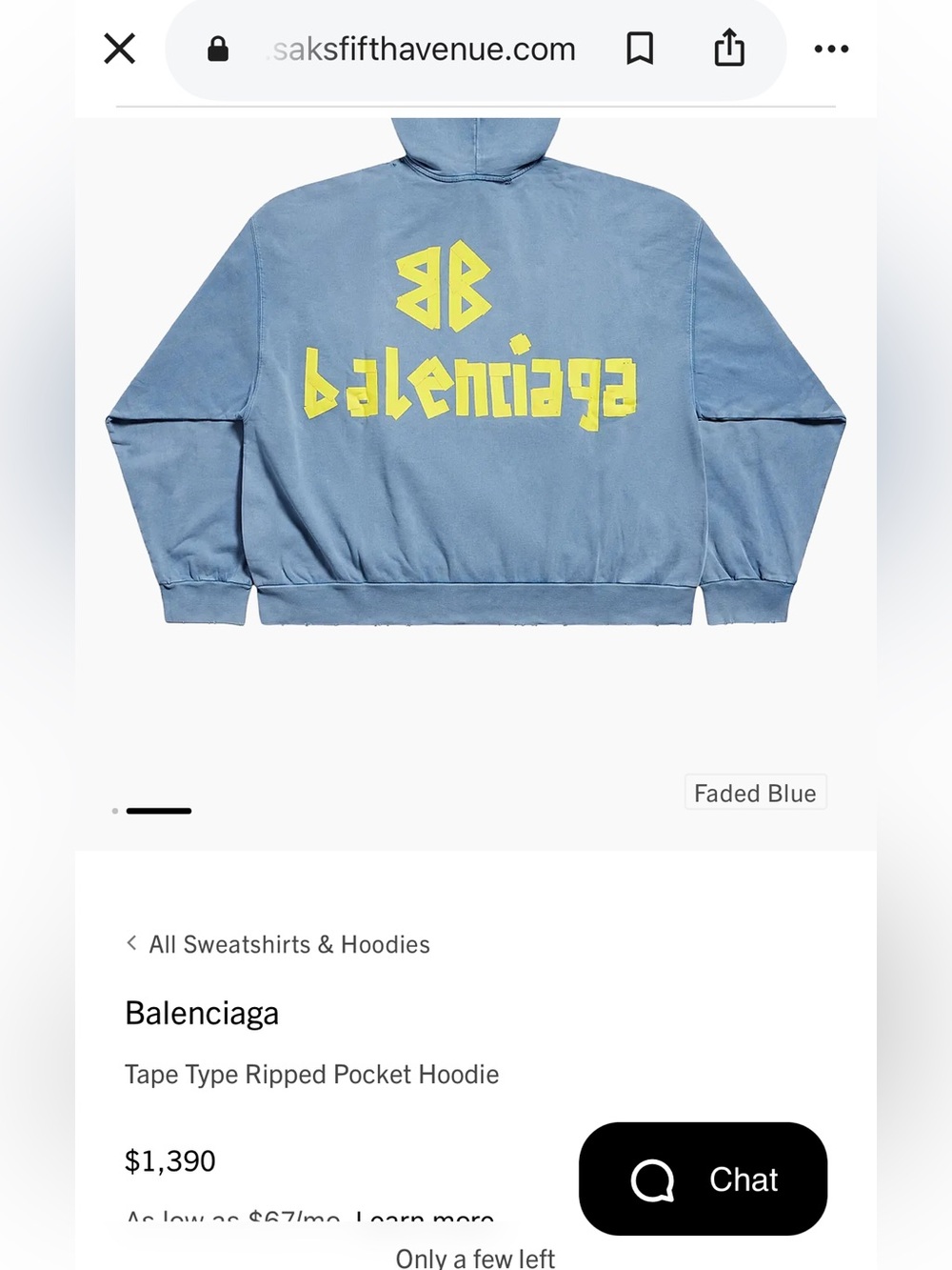 Balenciaga Light Blue Crewneck Hoodie with White Logo - Picture 2 of 5